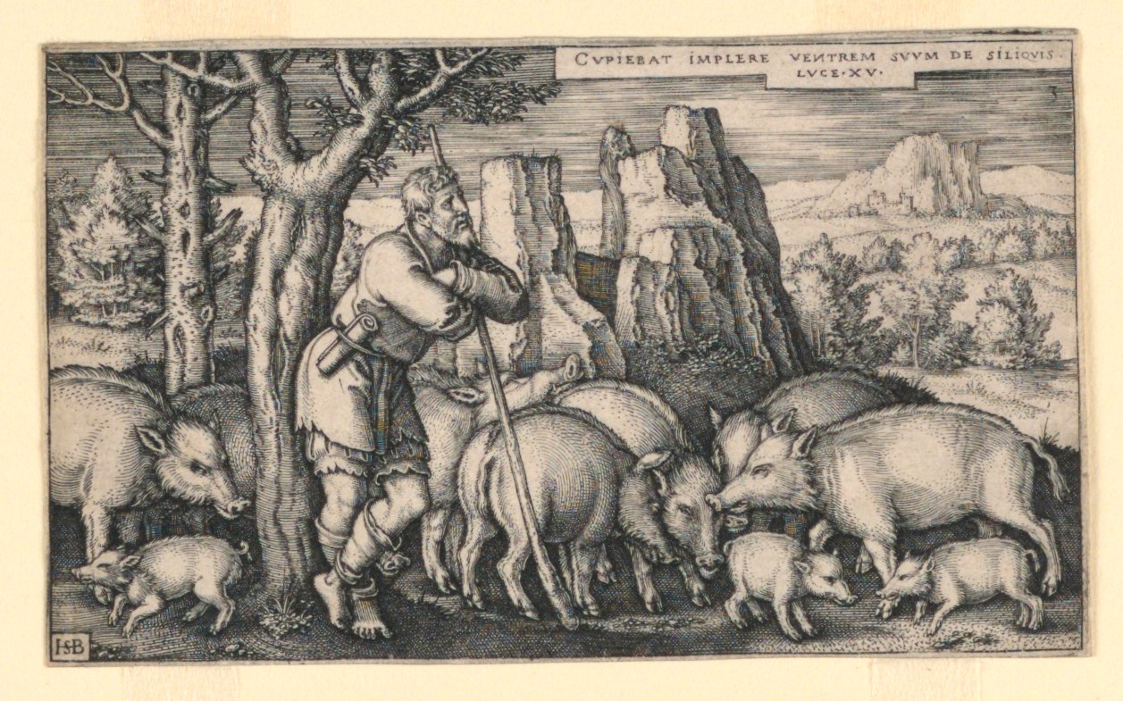 A tékozló fiú a sertések között alkotó: Hans Sebald Beham