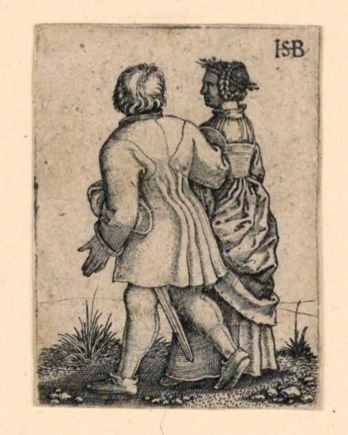 Az esküvői menet: pár balra sétál, arccal alkotó: Hans Sebald Beham