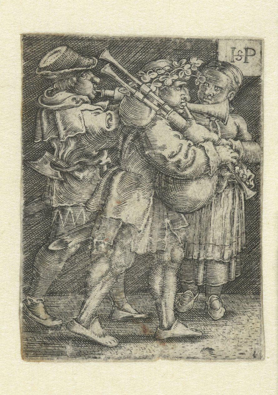 Két zenész és egy lány alkotó: Hans Sebald Beham
