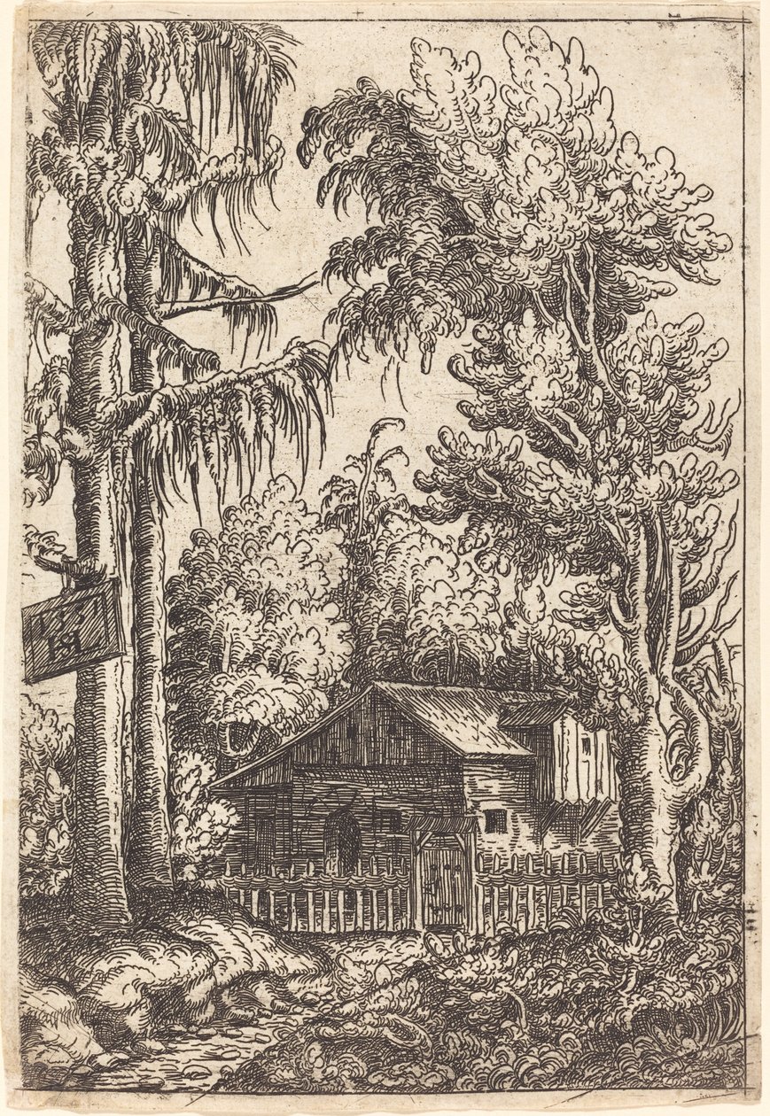Táj, kilátással egy gazdaházra, 1551. alkotó: Hans Sebald Lautensack