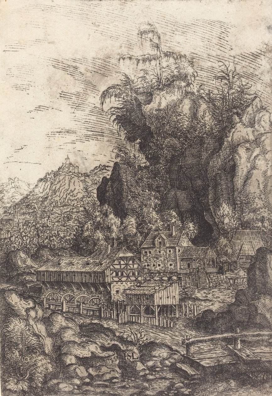 Táj vízimalommal, 1553. alkotó: Hans Sebald Lautensack