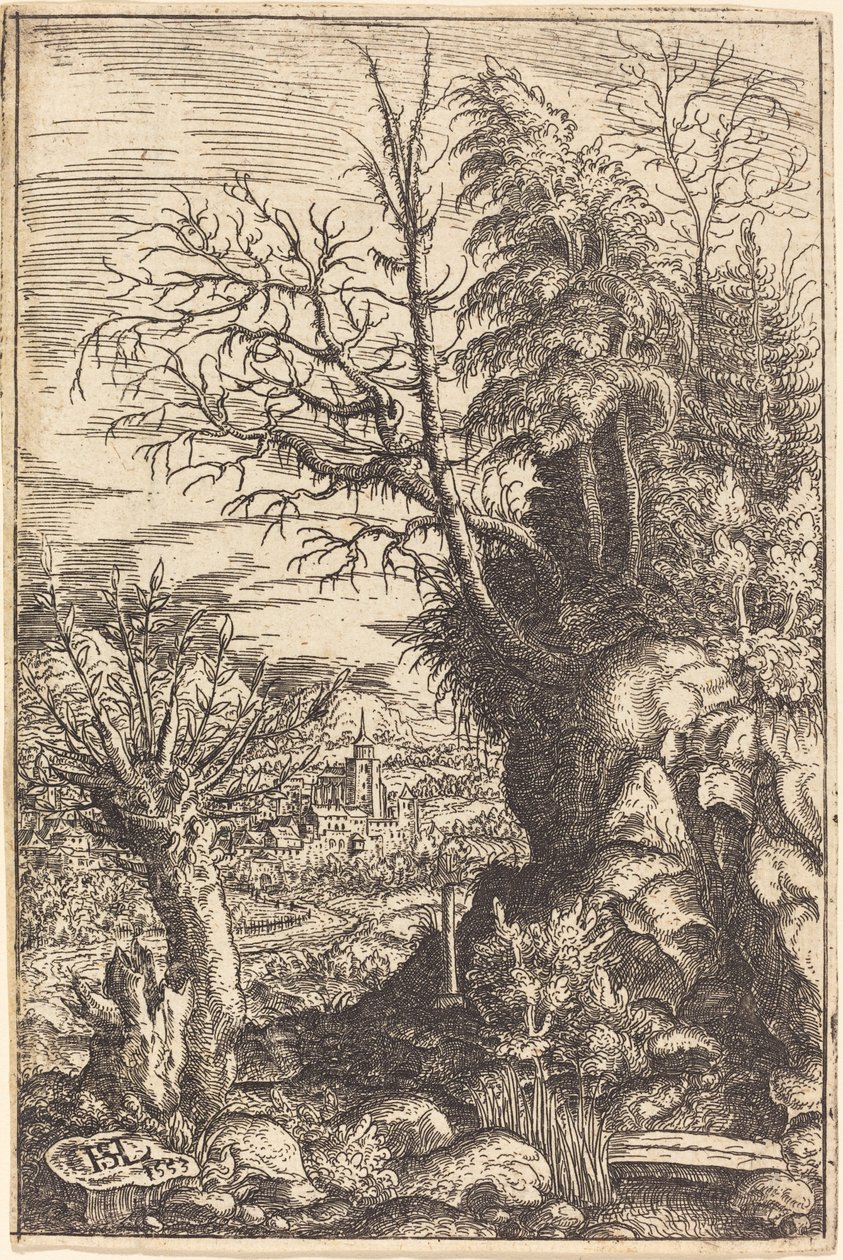 Táj fűzfával, 1553. alkotó: Hans Sebald Lautensack