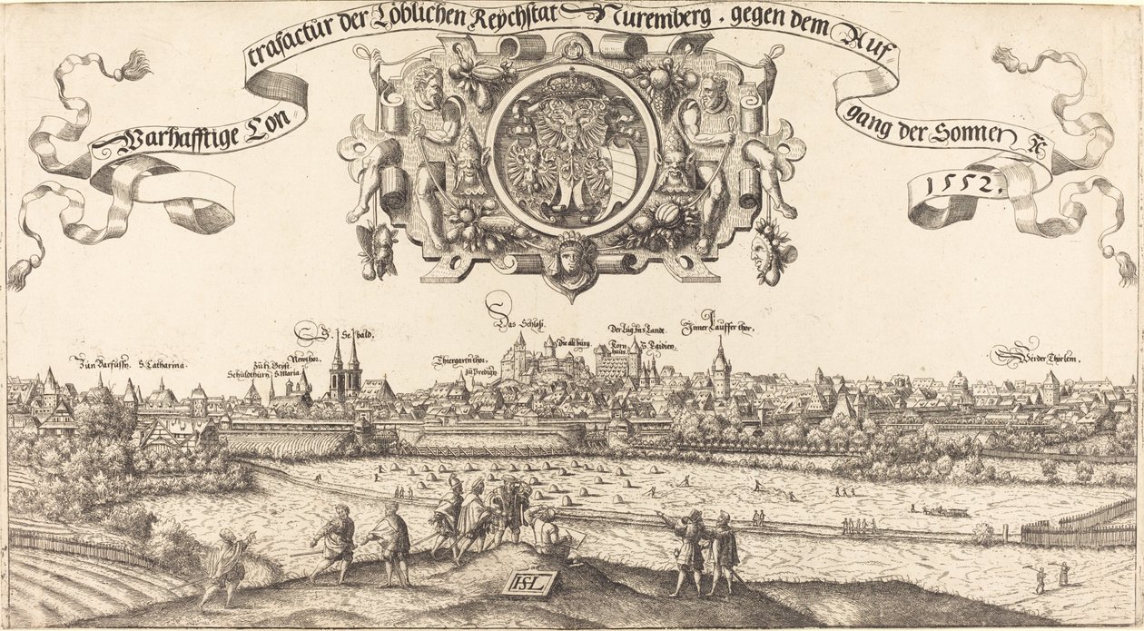 Nürnberg keleti nézete [középső rész], 1552. alkotó: Hans Sebald Lautensack