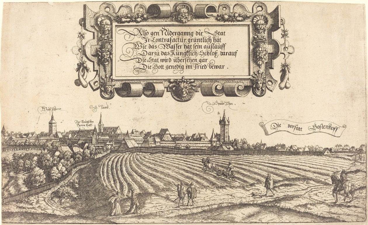 Nürnberg kilátása nyugat felől [jobb oldali rész], 1552. alkotó: Hans Sebald Lautensack