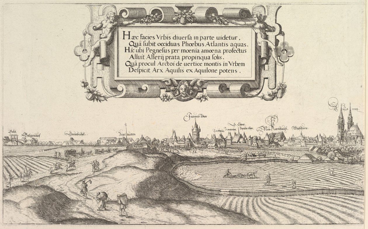 Nürnbergi kilátás, keletre, bal oldali tábla, 1552. alkotó: Hans Sebald Lautensack
