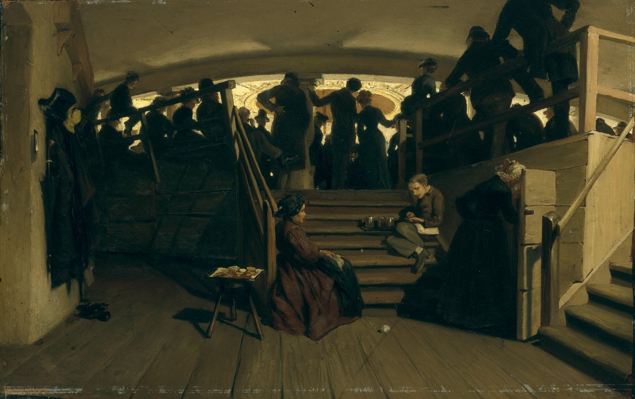 A Hamburgi Állami Színház galériájában, 1880 körül (olaj, papír, karton) alkotó: Hans Speckter