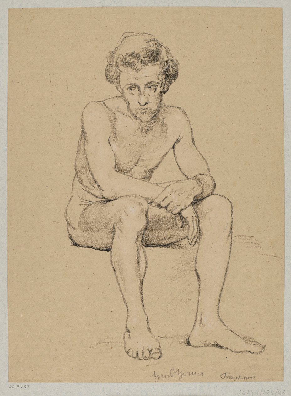 Ülő férfi aktja alkotó: Hans Thoma