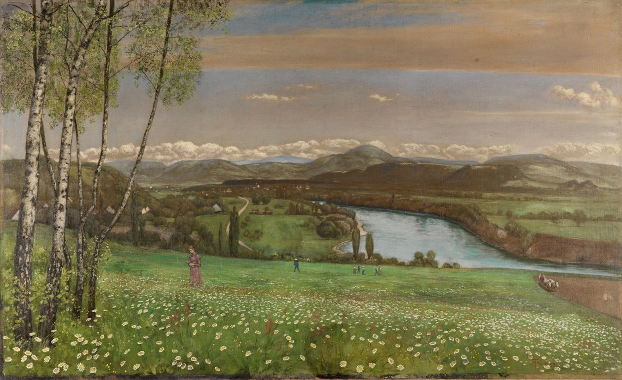 A Rajna-völgy Säckingen közelében alkotó: Hans Thoma