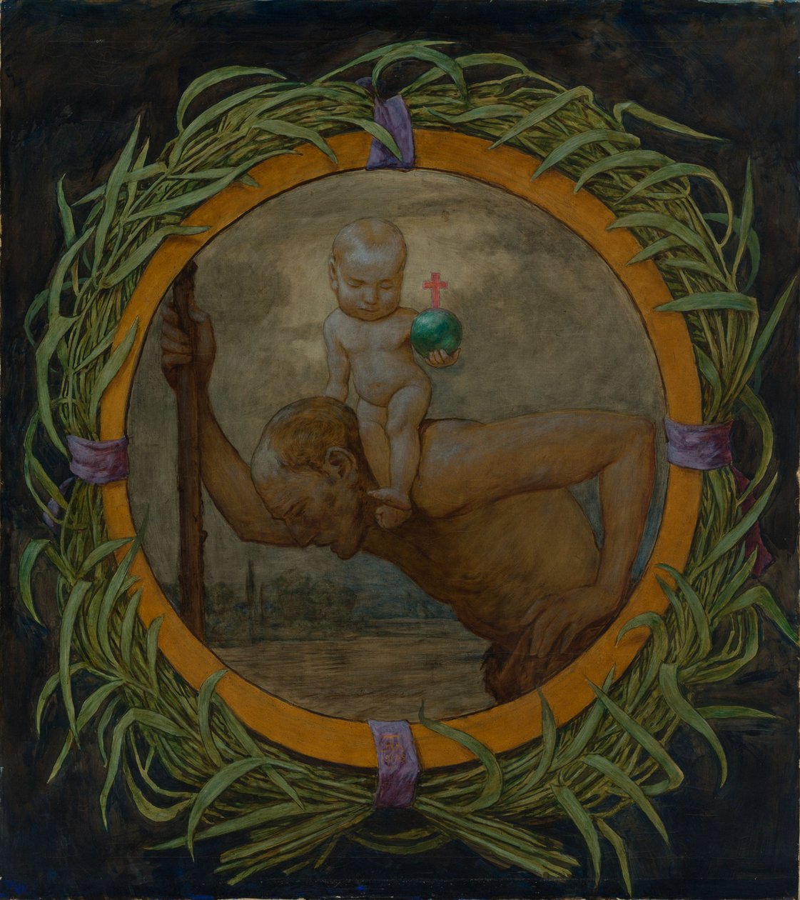 Szent Kristóf nádkoszorúban alkotó: Hans Thoma