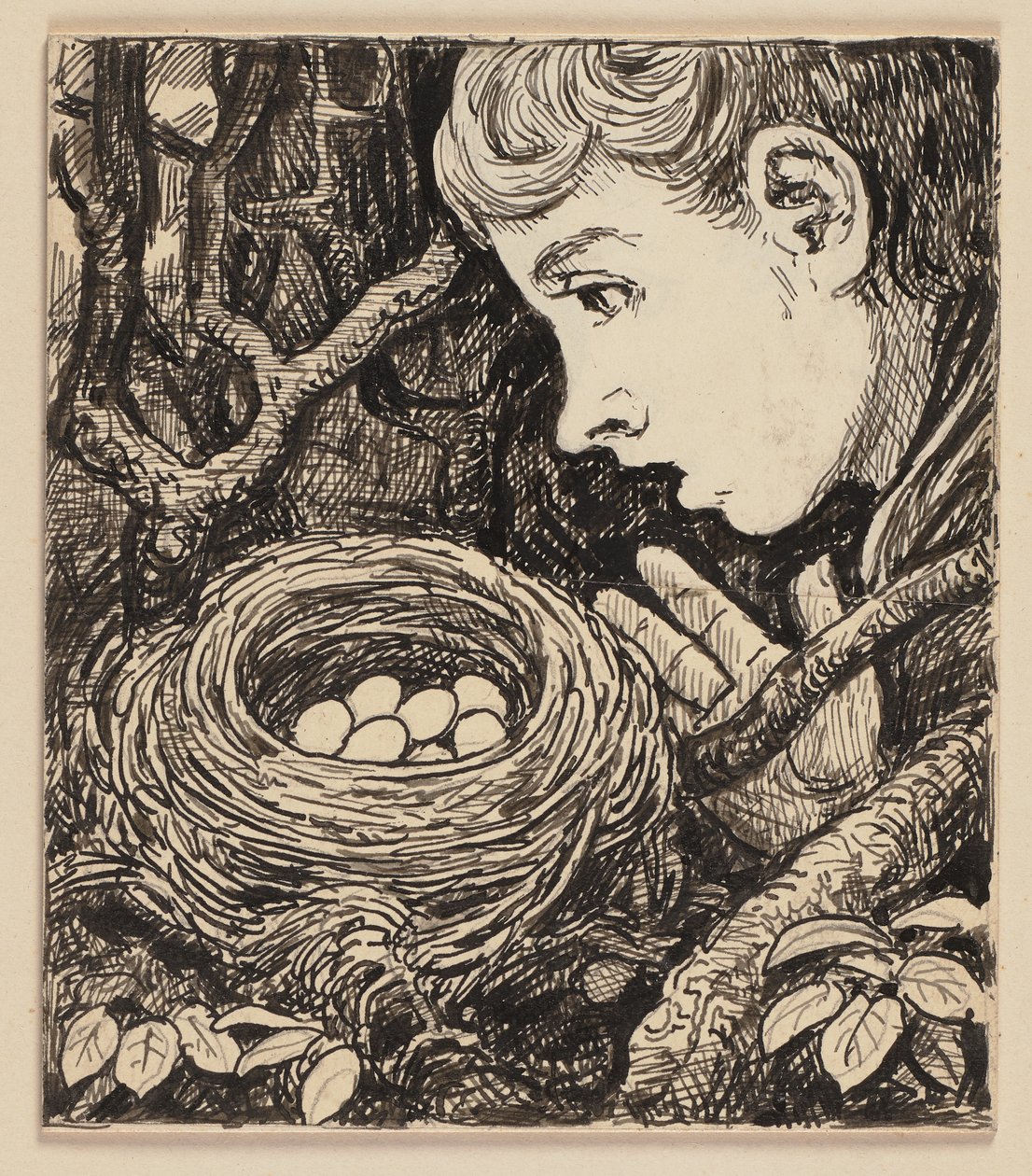 Rajz az ábécéskönyvhöz: fészek alkotó: Hans Thoma