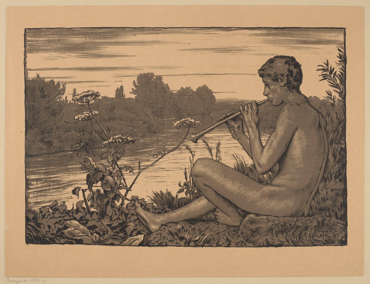 Fuvolán játszó faun alkotó: Hans Thoma