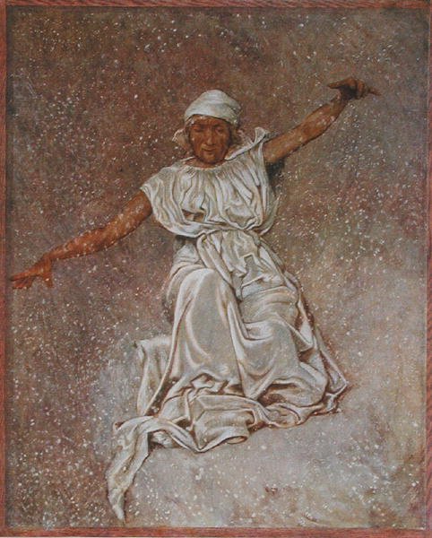 Február, illusztráció a Lipcsében 1910 körül kiadott "Festkalender"-ből (színes litográfia) alkotó: Hans Thoma