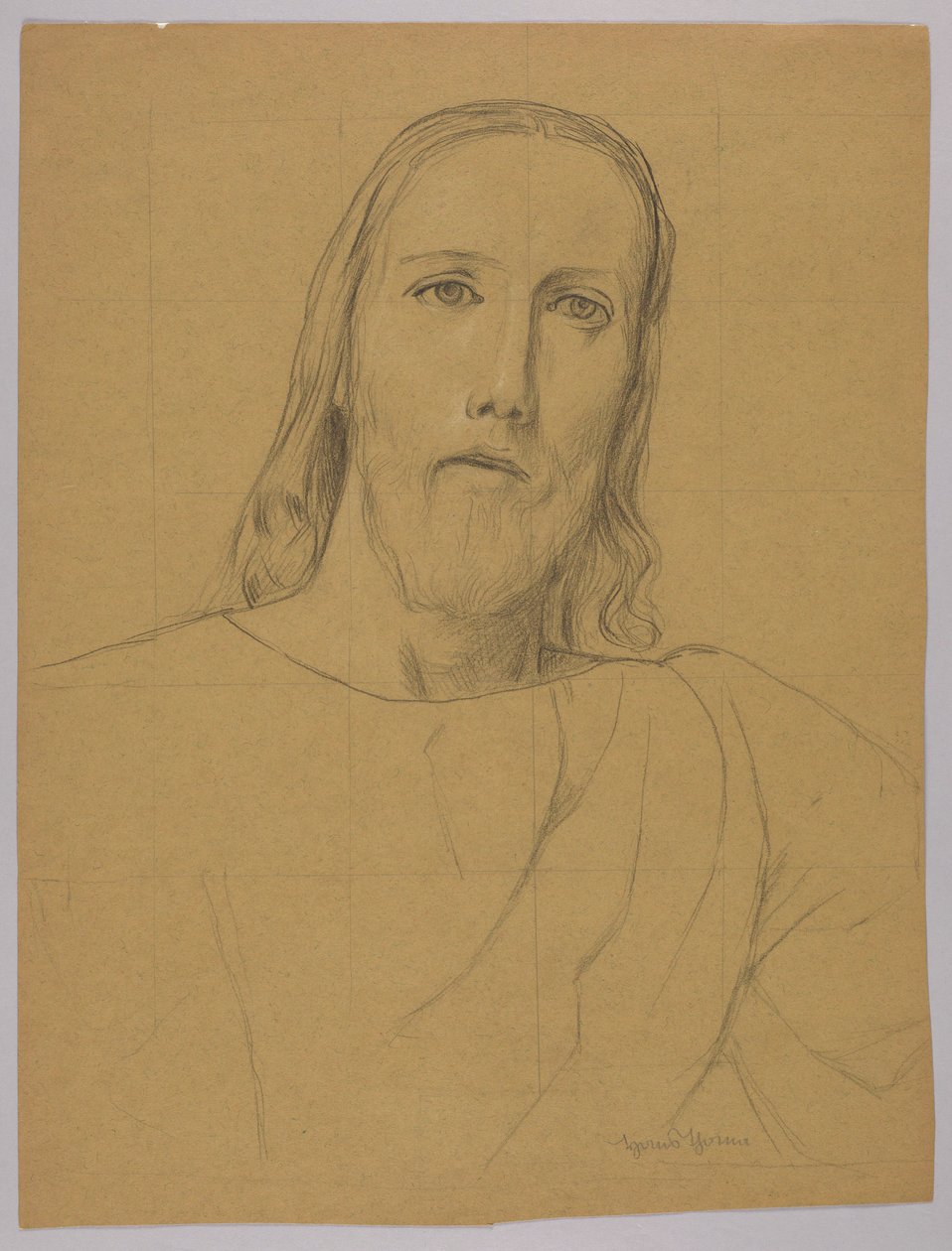 Krisztus feje, hátoldal: Krisztus keresztre feszítése alkotó: Hans Thoma