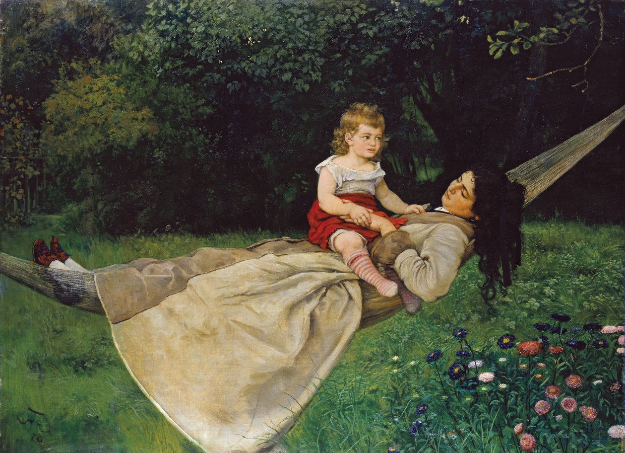 A függőágyban alkotó: Hans Thoma