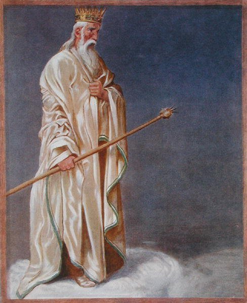 Január, illusztráció a Lipcsében 1910 körül kiadott "Festkalender"-ből (színes litográfia) alkotó: Hans Thoma