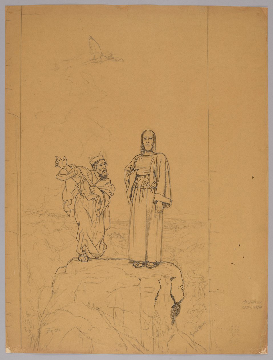 Die Versuchung Christi, verso: Christus gekreuzigt alkotó: Hans Thoma