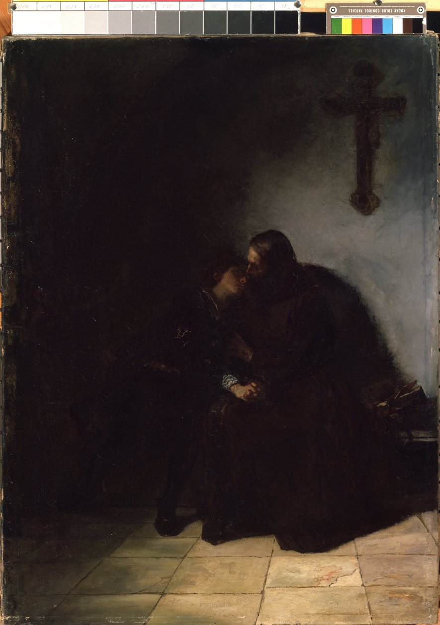 ""Az elítélt búcsúja" (Az elítélt búcsúja) az elítélt férfi búcsúja feleségétől. Hans Thoma (1839-1924) festménye Mikalojus Konstantinas Ciurlionis Szépművészeti Múzeum, Kaunas, Litvánia alkotó: Hans Thoma
