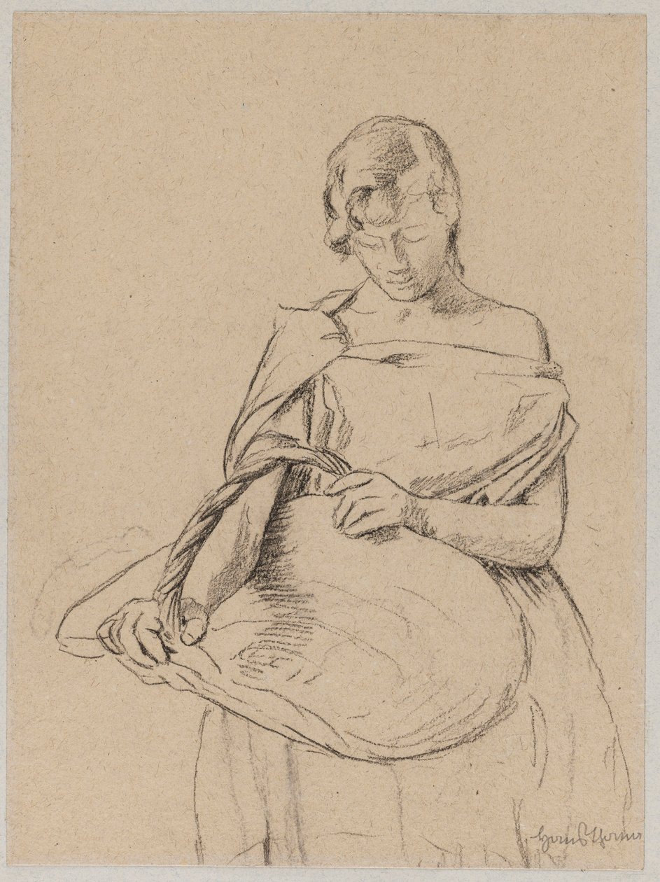 Fiatal nő kosárral alkotó: Hans Thoma