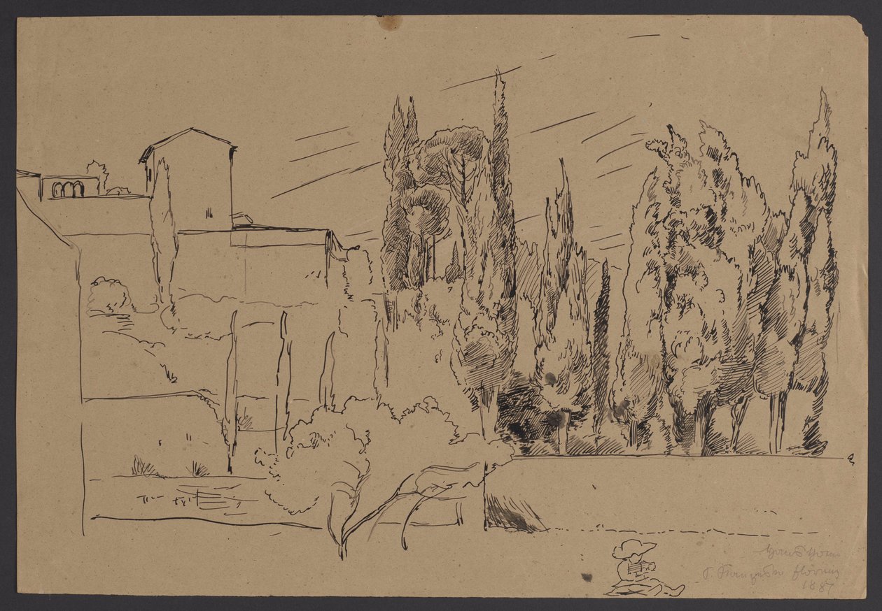 A firenzei Szent Ferenc-kolostor környéke alkotó: Hans Thoma