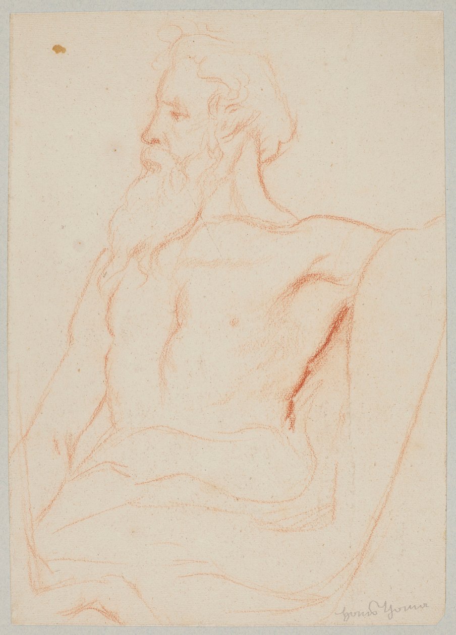 Félmeztelen öregember szakállal alkotó: Hans Thoma