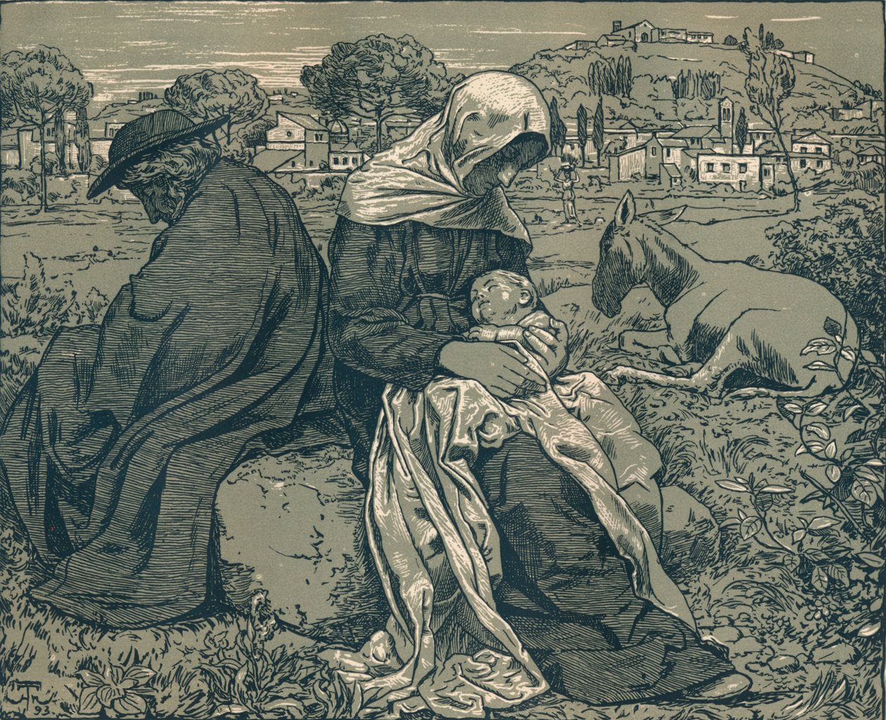 Pihenés az egyiptomi repülés közben, 1897 alkotó: Hans Thoma