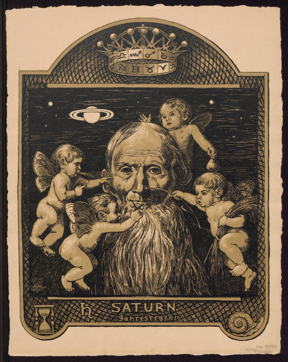 „Szaturnusz, az év uralkodója”. Szaturnusz mint az év uralkodója. Tervezetek az „Örök képes naptár”, II. részéhez (Örök képes naptár) alkotó: Hans Thoma