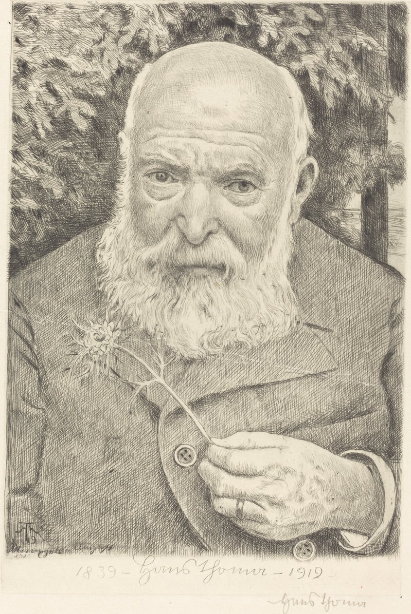 Önarckép VI virággal alkotó: Hans Thoma