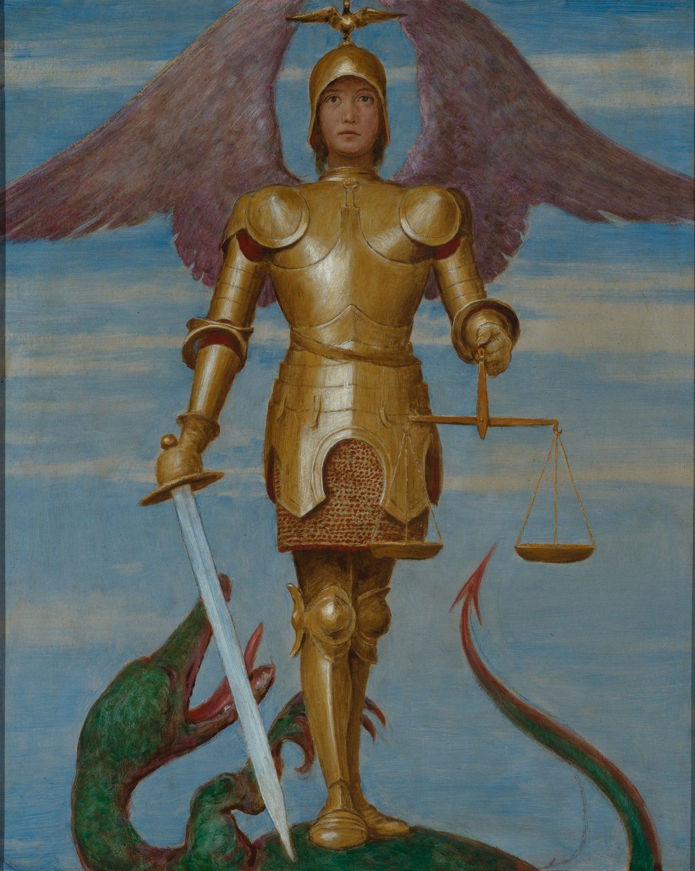 Szeptember (Szent Mihály mint lélekmérő) alkotó: Hans Thoma