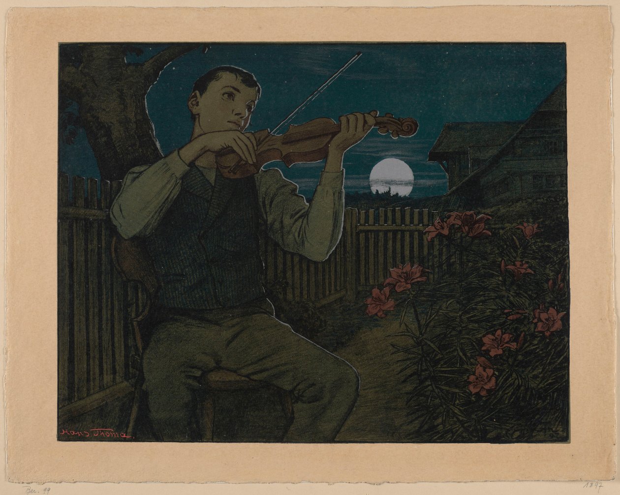 A hegedűs a holdfényben alkotó: Hans Thoma