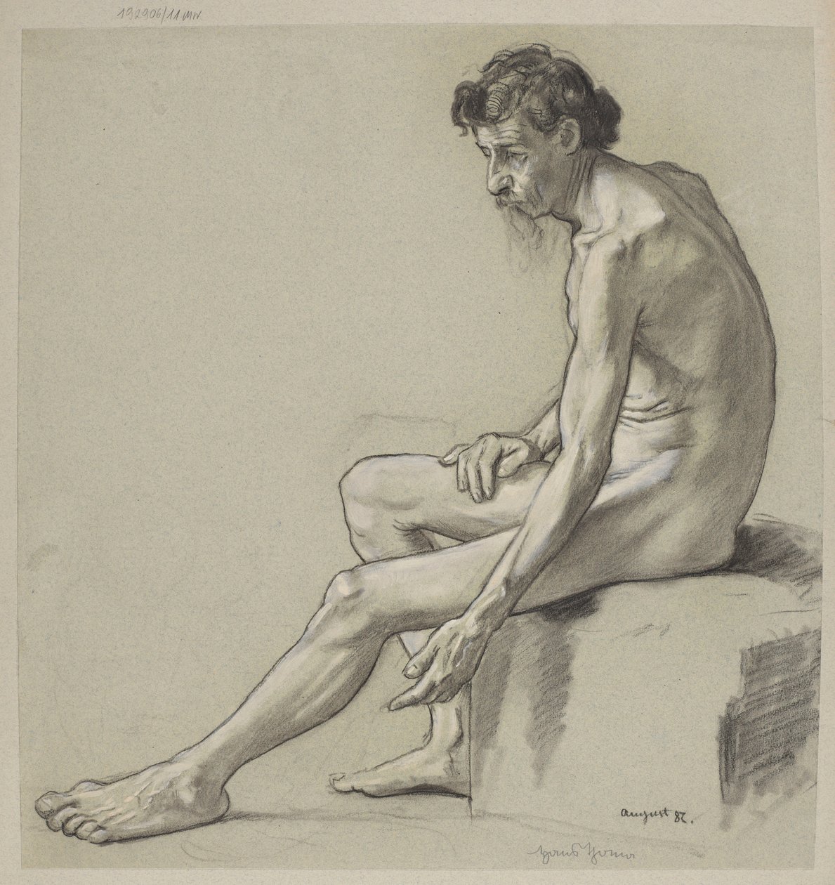 Férfi akt tanulmány alkotó: Hans Thoma
