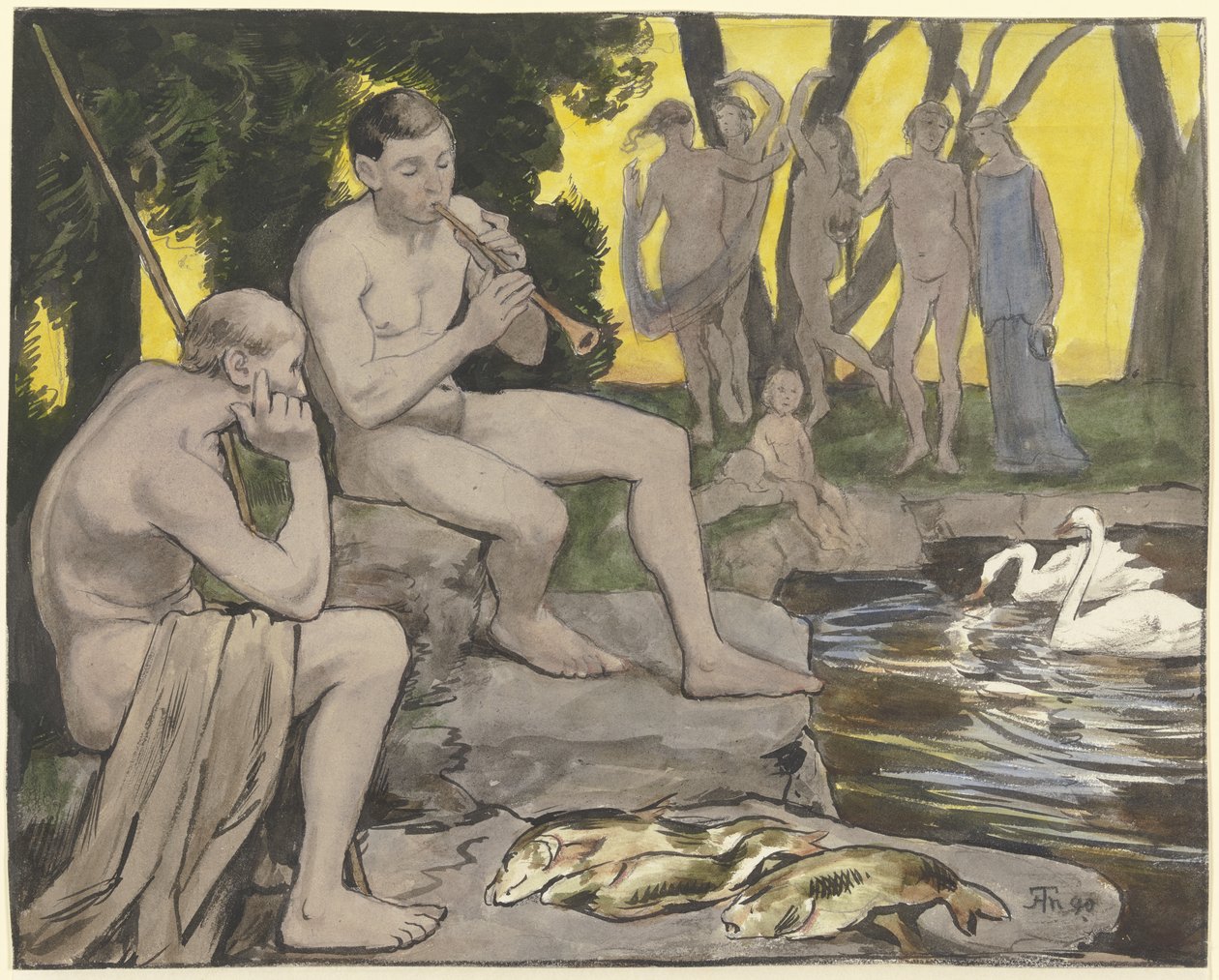 Elíziumi mezők (táncoló nimfák) alkotó: Hans Thoma
