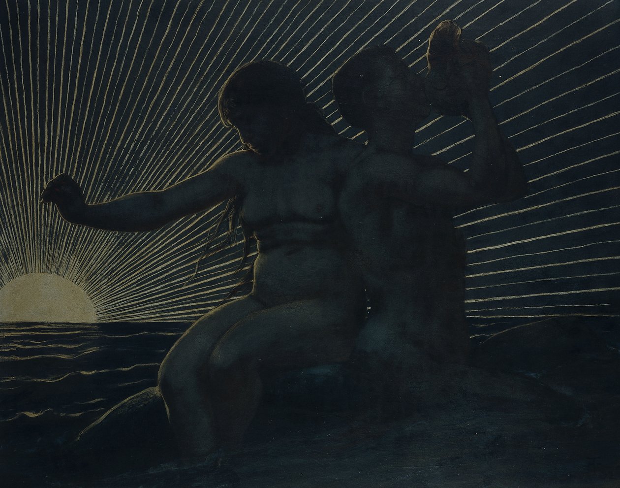Triton pár, 1892 alkotó: Hans Thoma