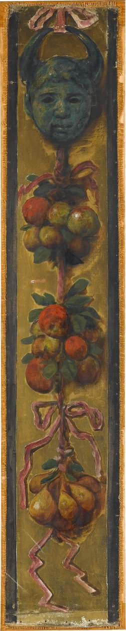 Wandfries aus dem Musiksaal des Hauses Pringsheim, München: Gehörnte Maske mit drei Apfel- und Birnenbündeln alkotó: Hans Thoma