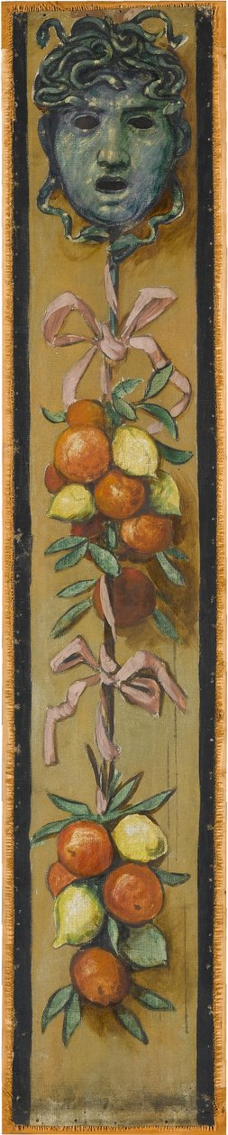 Wandfries aus dem Musiksaal des Hauses Pringsheim, München: Medusenhaupt, Orangen- und Zitronenbündel. Links von Inv.-Nr. 1925 alkotó: Hans Thoma