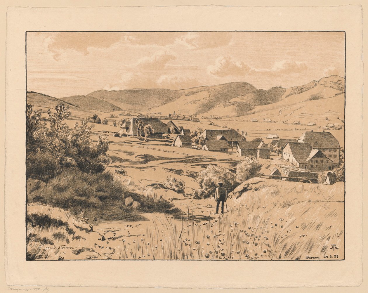 Bernau látképe egy vándorral alkotó: Hans Thoma