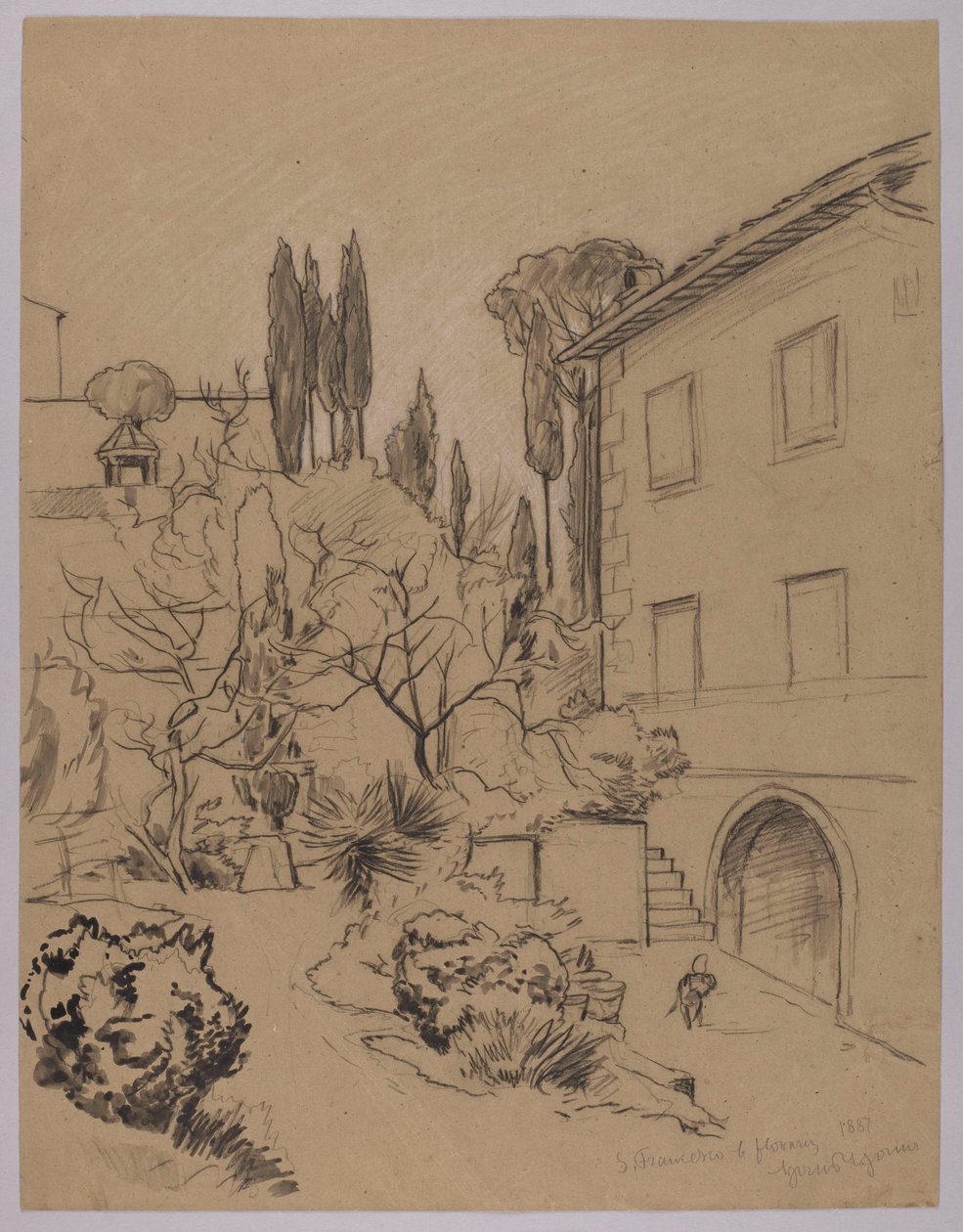 A firenzei Szent Ferenc-kolostor látképe alkotó: Hans Thoma