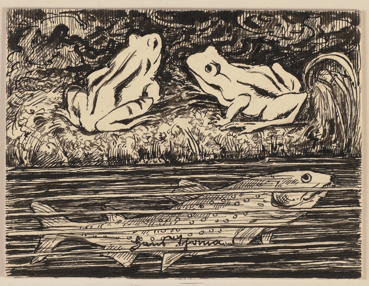 Rajz egy ábécéskönyvhöz: béka alkotó: Hans Thoma
