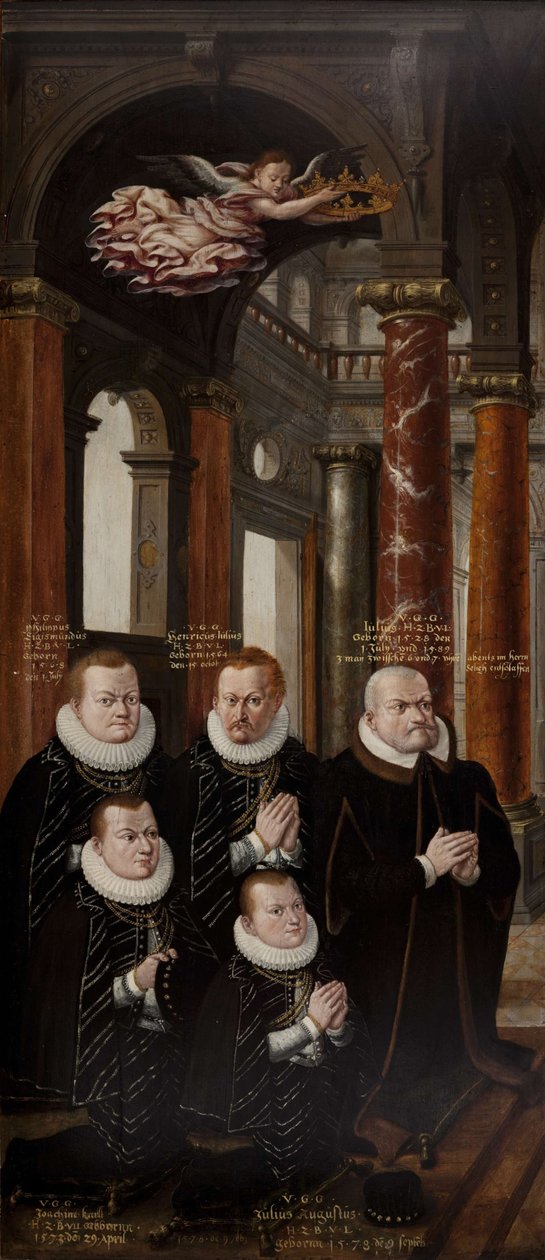 Brunswick-Lüneburgi Julius és Brandenburgi Hedvig családja. Epitaph-oltárkép szárnya alkotó: Hans Vredeman de Vries