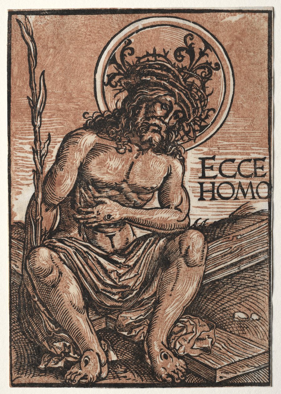 Fájdalmak embere a kereszten ülve, c. 1522. alkotó: Hans Weiditz