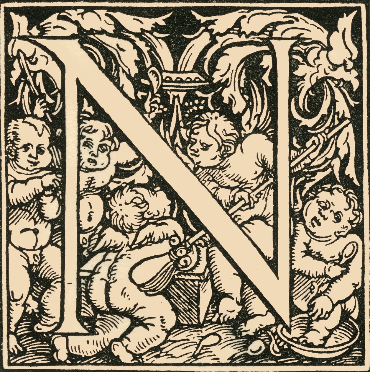 N – Hans Weiditz ábécéje, 1520-1521, 1908. alkotó: Hans Weiditz