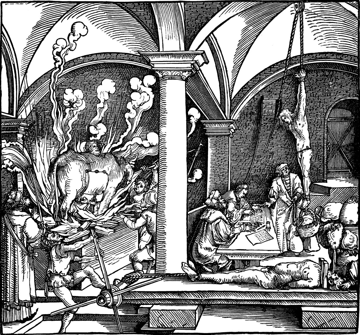 Kínzás. Illusztráció Petrarch Phisicke Against Fortune című könyvéből, 1532 alkotó: Hans Weiditz the Younger