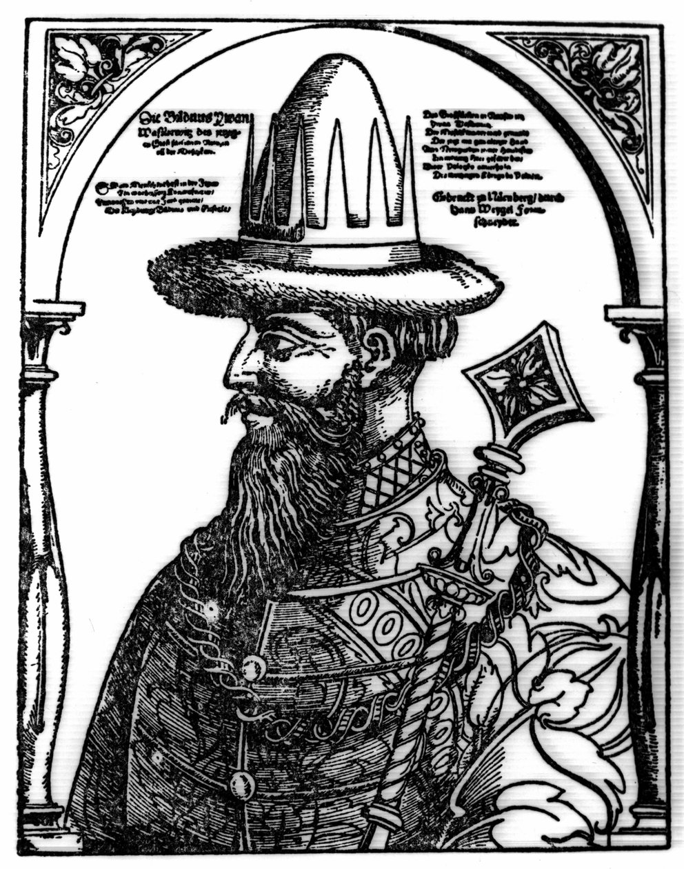 IV. Rettegett Iván (1533-1584), orosz cár portréja. Xilográfia Hans Weygeltől. alkotó: Hans Weigel