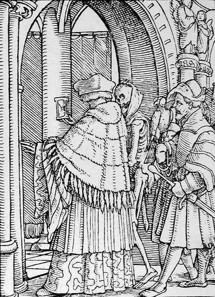 Halál és a kánon, A haláltáncból, Hans Lutzelburger metszete, 1538 körül alkotó: Hans after Holbein the Younger