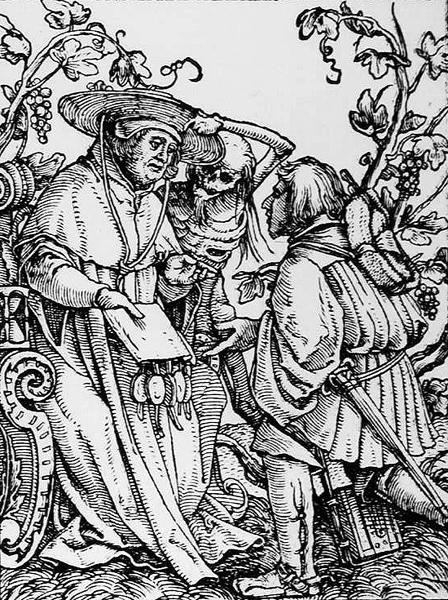 Halál és a bíboros, a Haláltánc című művéből, Hans Lutzelburger metszete, 1538 körül alkotó: Hans after Holbein the Younger