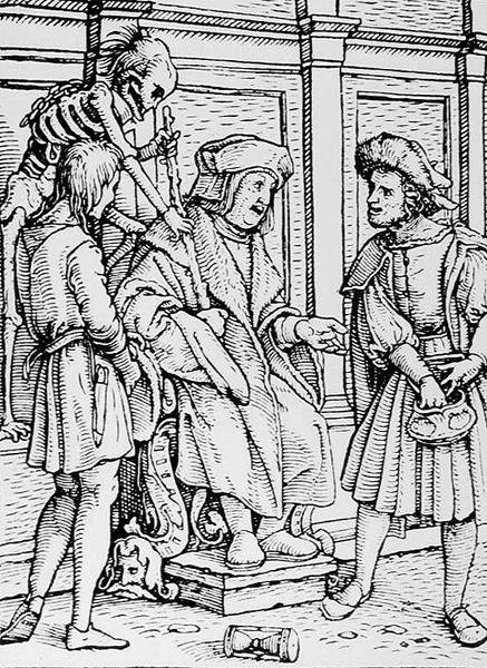 Halál és a bíró, a Haláltánc című művéből, Hans Lutzelburger metszete, 1538 körül alkotó: Hans after Holbein the Younger