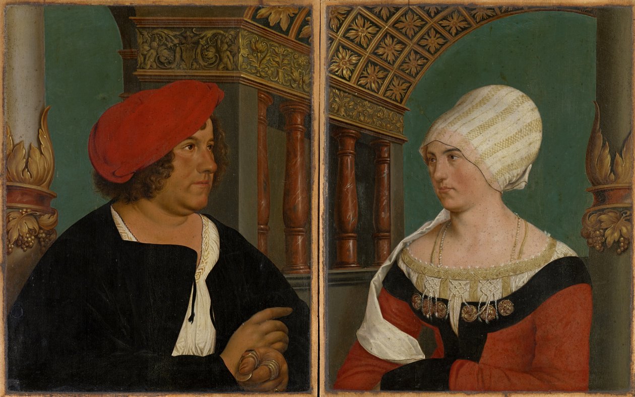 Jacob Meyer zum Hasen bázeli polgármester és felesége, Dorothea Kannengiesser kettős portréja, 1516 (tempera hársfán) alkotó: Hans after Holbein the Younger