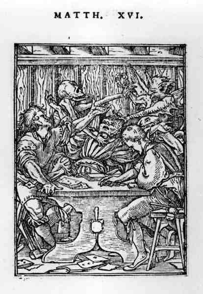 A Játékmesterek, a Haláltánc sorozatból, vésette: Hans Lutzelburger (fl.1505-26) c.1526-28 alkotó: Hans after Holbein the Younger