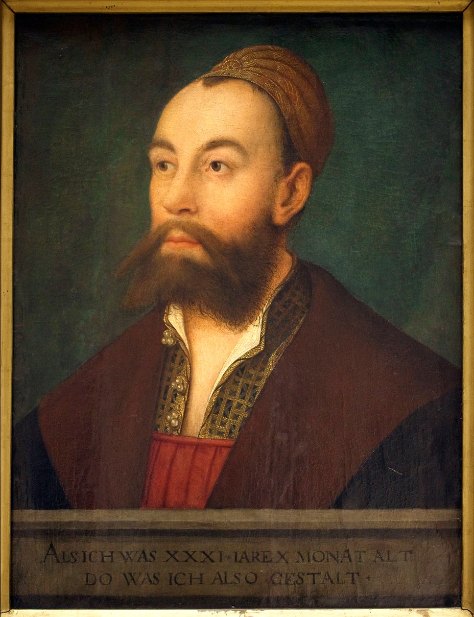 Anton Fugger (1493-1560) bankár portréja (a szövegben: reprezentatív 31 évesen és 10 hónaposan) - Hans Maler dit de Schwaz (1480-1526 vagy 1529) festménye, olaj, vászon, 1525 körül – 16. századi német művészet – Musee des Beaux A alkotó: Hans or Johan Maler