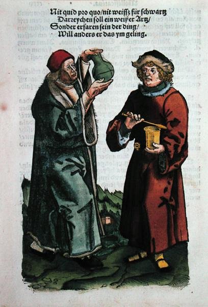 Szent Damján és Szent Kozma, illusztráció Hans von Gersdorff "Feldtbuch der Wundartzney" című művéből, 1540 körül (színes fametszet). alkotó: Hans or Johannes Ulrich Wechtlin
