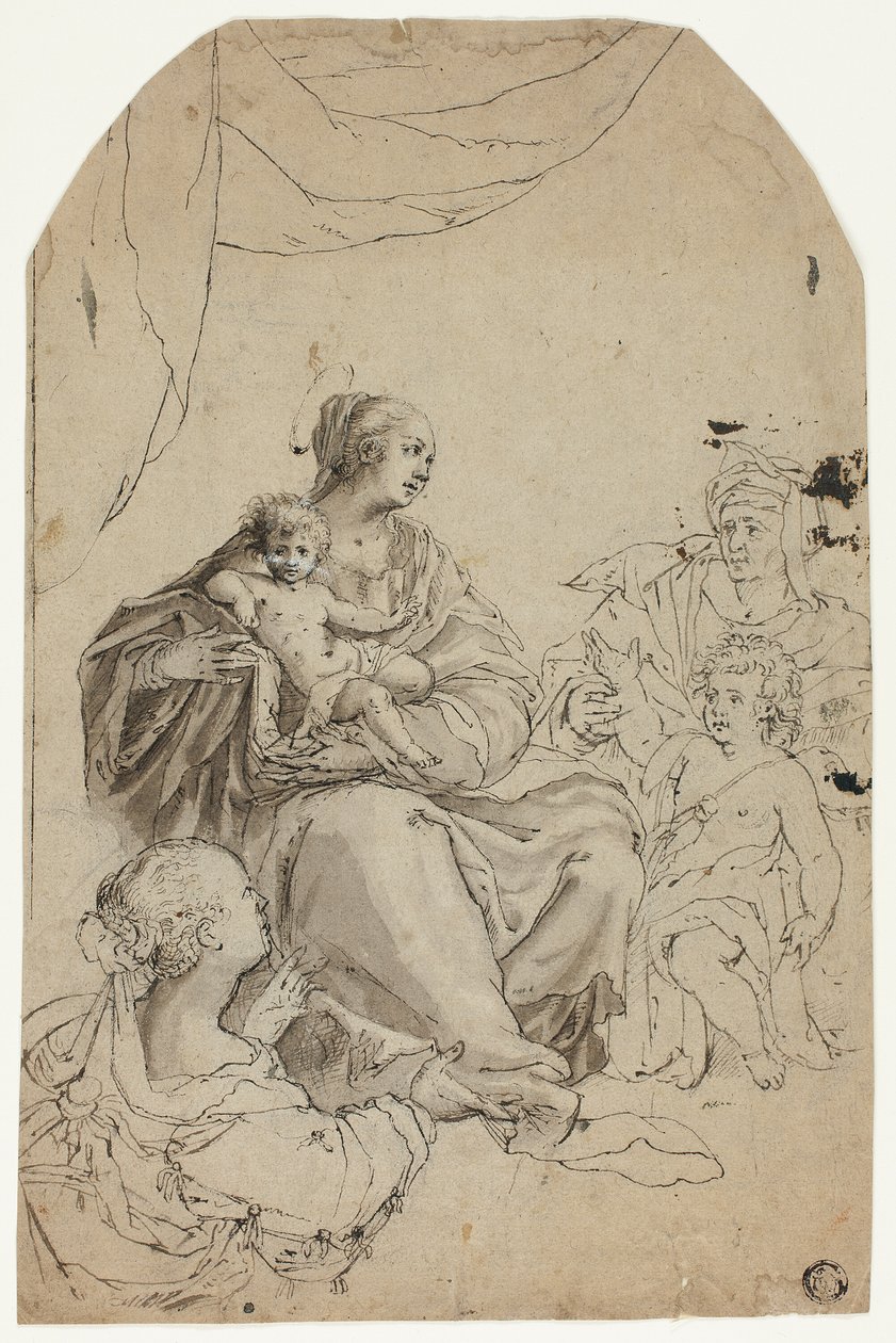 Madonna a gyermekkel, Szent Erzsébettel, Szent Jánossal és Szent Annával alkotó: Hans von Aachen
